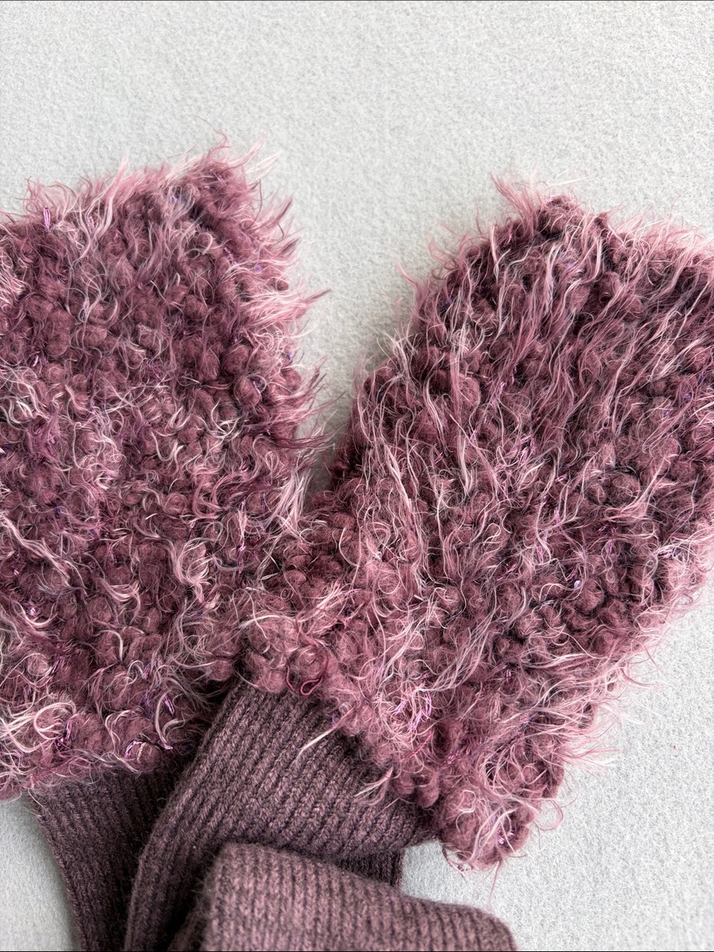 Simply Noelle Fuzzy Cuff Knee High Socks in Mauve Plum - Picture 3 of 3